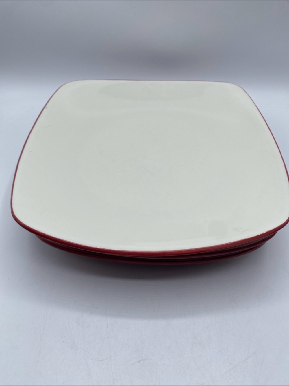 Noritake Stoneware Raspberry Colorwave 4 Square Plates 8 3/8" White / Red - Picture 5 of 6